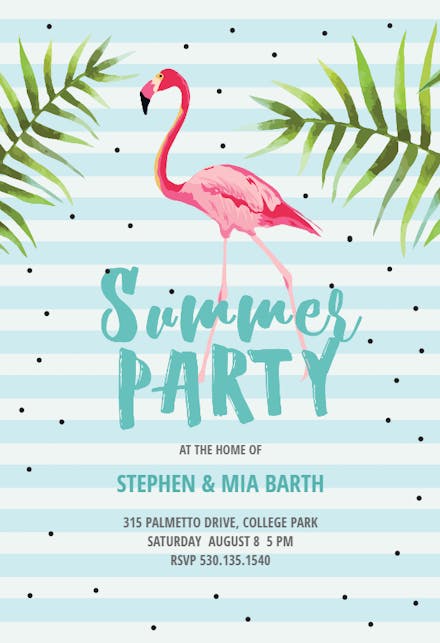 Chill with Flamingo - Pool Party Invitation
