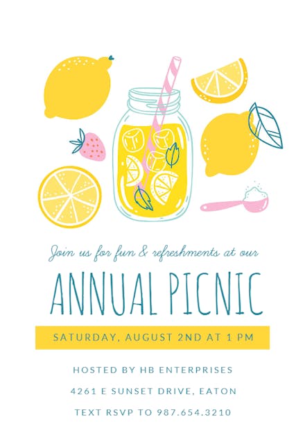 Chilled Lemonade - Pool Party Invitation