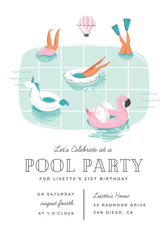 Chilling - pool party invitation