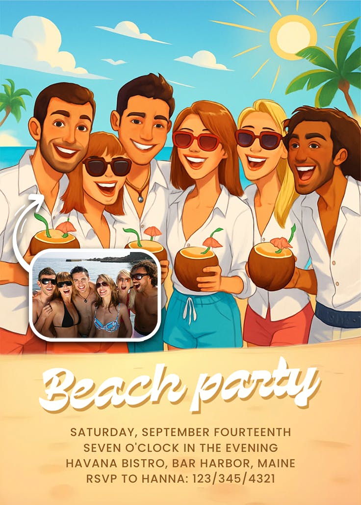 Coconuts & sunshine - invitation