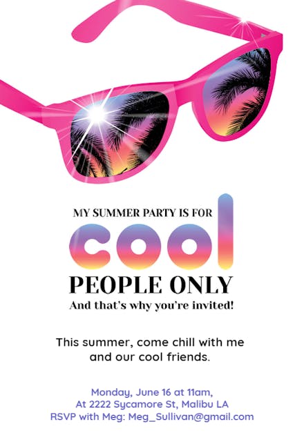 Cool People Only - Pool Party Invitation
