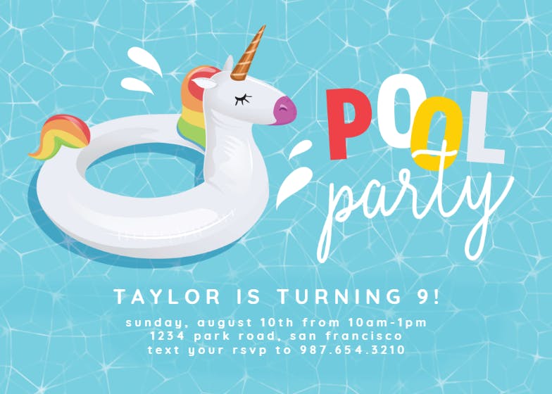 Cool pool inflatables -  invitación de cumpleaños
