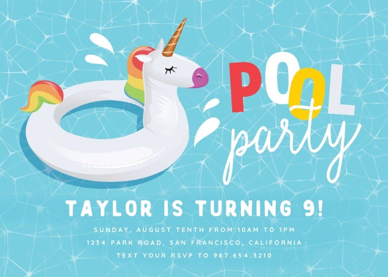 Cool pool inflatables -  invitación de cumpleaños