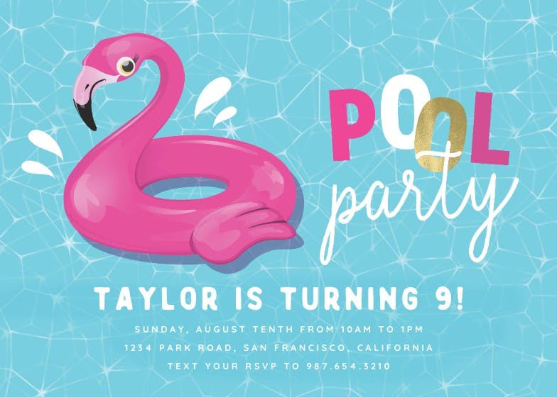 Cool pool inflatables -  invitación para pool party