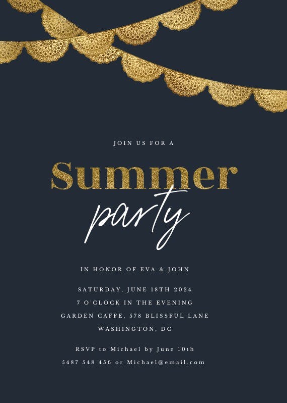 Fiesta buntings - pool party invitation