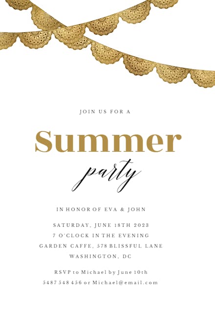 Fiesta buntings - Pool Party Invitation