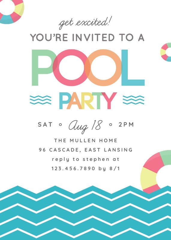 Fun afternoon -  invitación para pool party