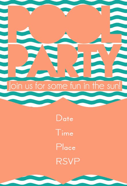 Fun in The Pool - Pool Party Invitation