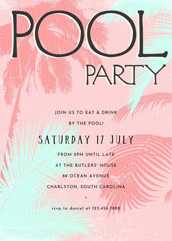 Fun in the sun - pool party invitation