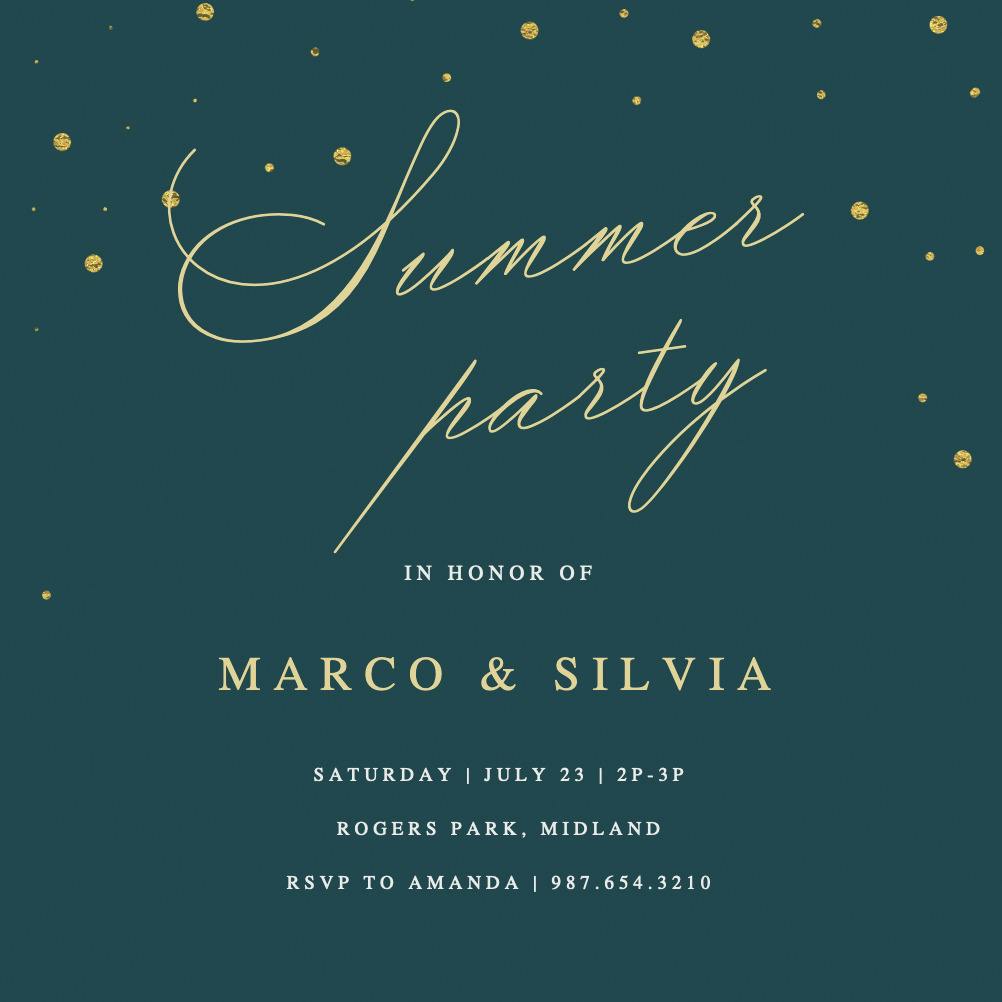 Golden summer - pool party invitation