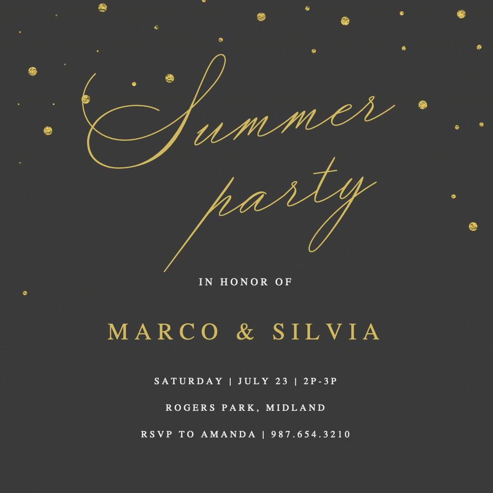 Golden summer - pool party invitation