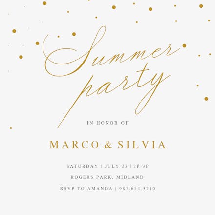 Golden Summer - Pool Party Invitation