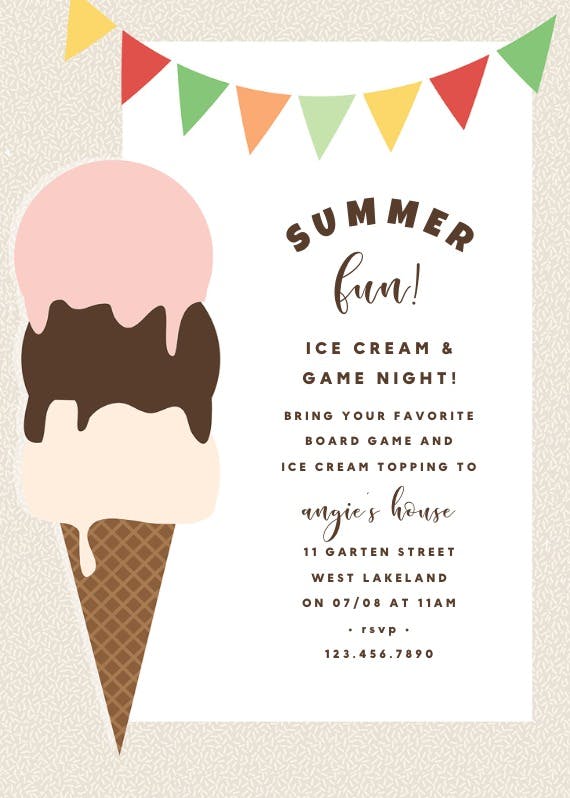 Ice-cream -  invitación para pool party