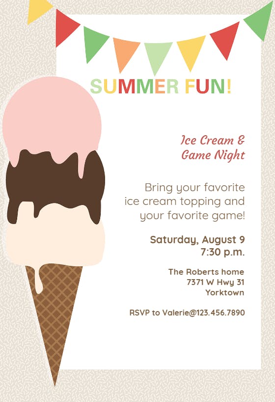 Ice-cream -  invitación para pool party