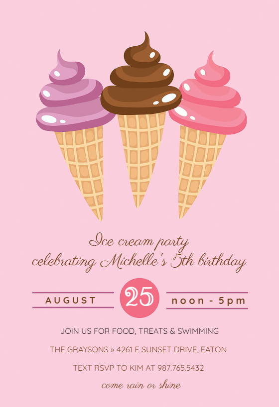 Ice Cream Birthday Invitation Printable Invitation Digital Invitation