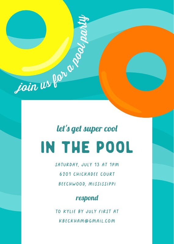 Inflatable pool party -  invitación para pool party