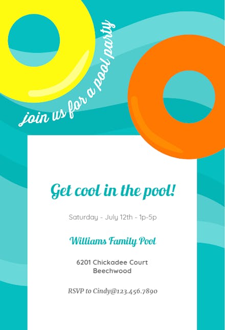 Inflatable Pool Party - Pool Party Invitation