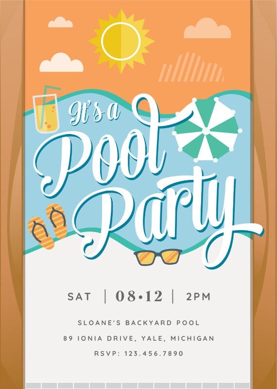 It's a pool party -  invitación para pool party