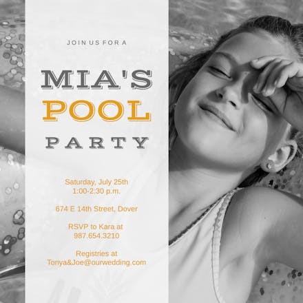 Just keep swimming - Pool Party Invitation