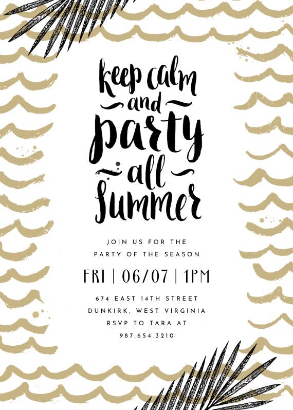 Keep calm and enjoy - pool party invitation