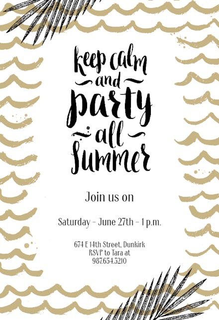 Keep Calm and enjoy - Pool Party Invitation