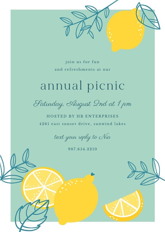 Lemons -  invitación para pool party