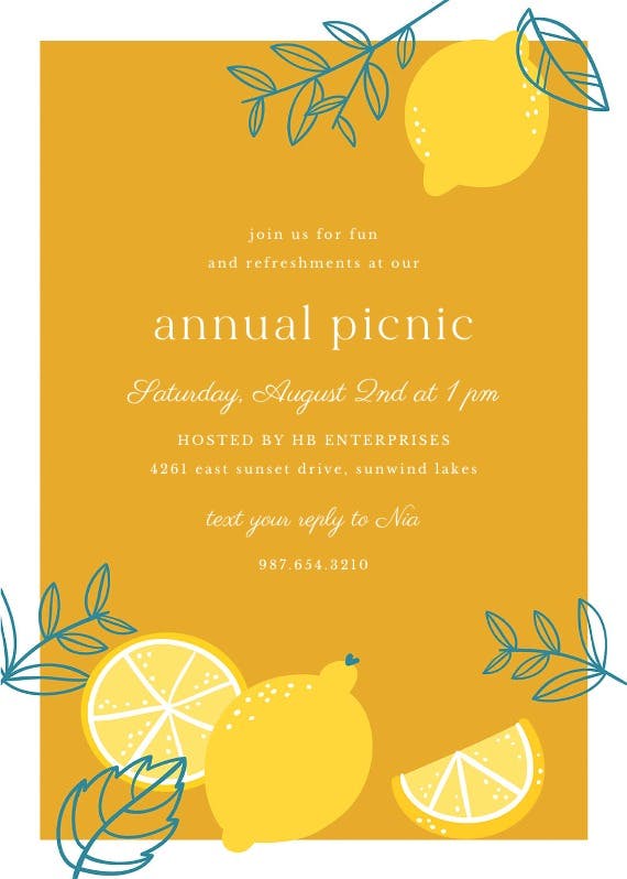 Lemons - pool party invitation