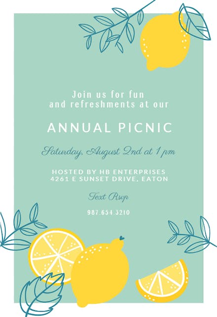 Lemons - Pool Party Invitation