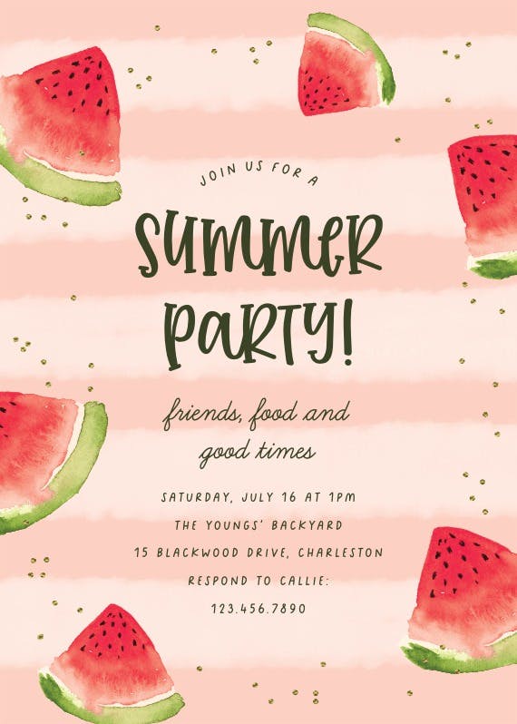 Melon party - pool party invitation