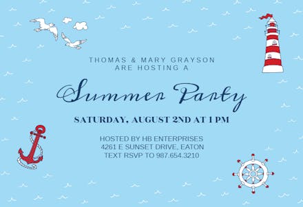 Nautical - Pool Party Invitation