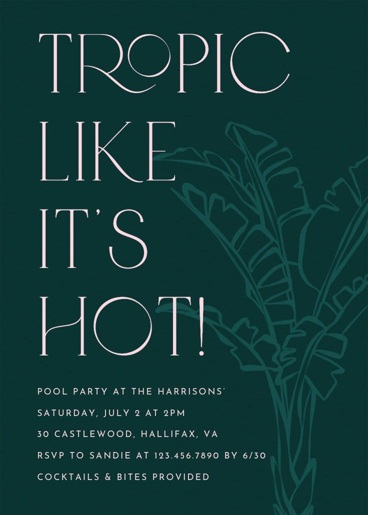 Palm motif - printable party invitation