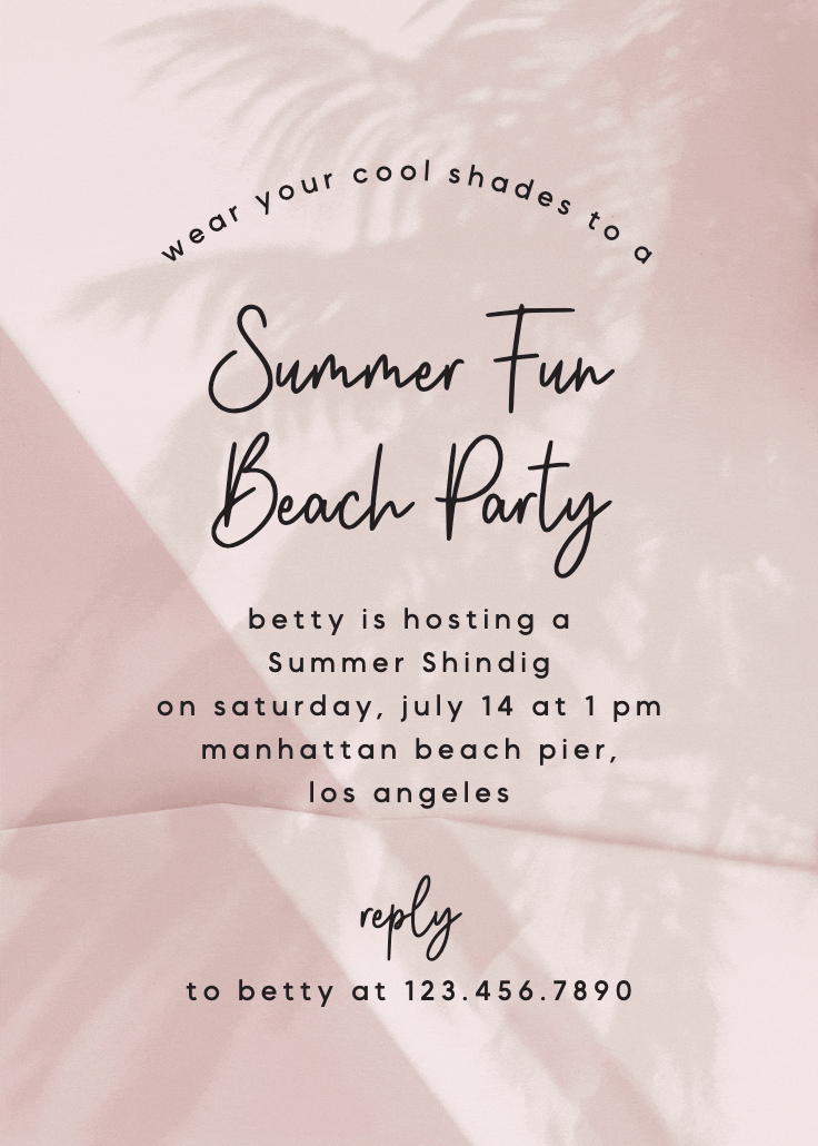 Palm shade - party invitation