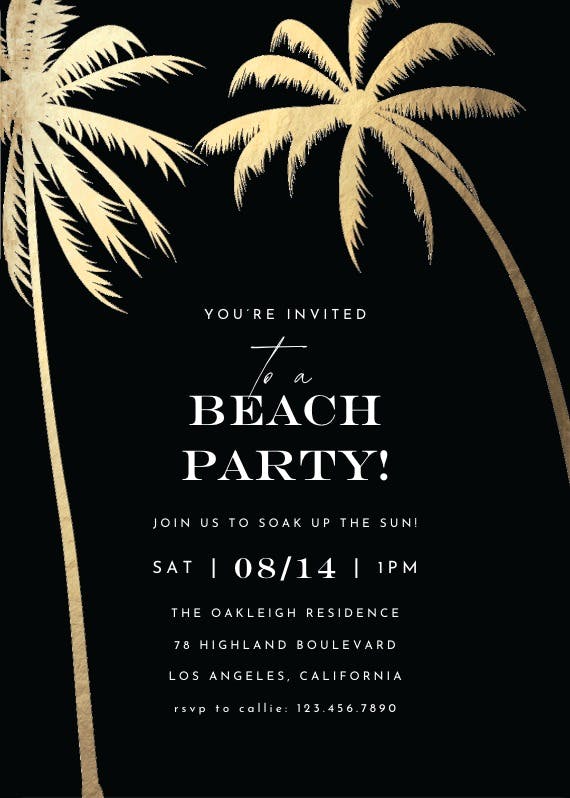 Palm trees -  invitación para pool party