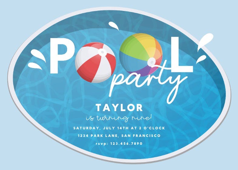 Pool balls - pool party invitation