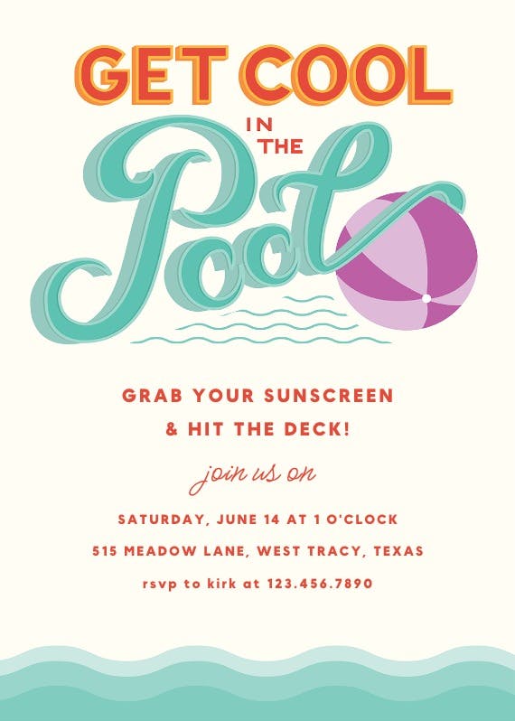 Pool party - party invitation
