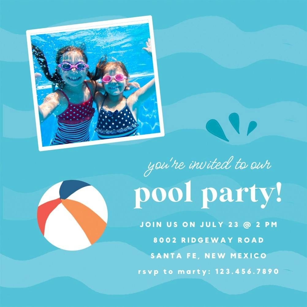 Pool party pic - pool party invitation