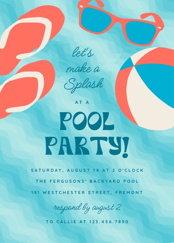 Pool party stuff -  invitación para pool party