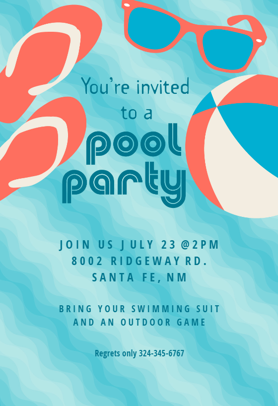 make online year card 2019 new Stuff  Party Pool Party  (Free Template Invitation Pool