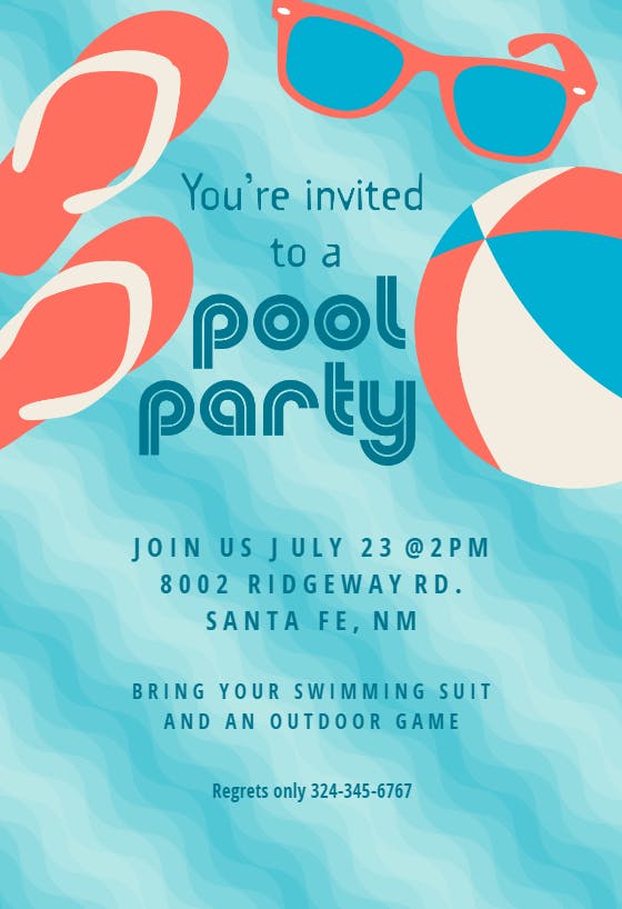 Pool party stuff -  invitación para pool party