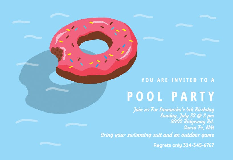 Donut inflatable - pool party invitation