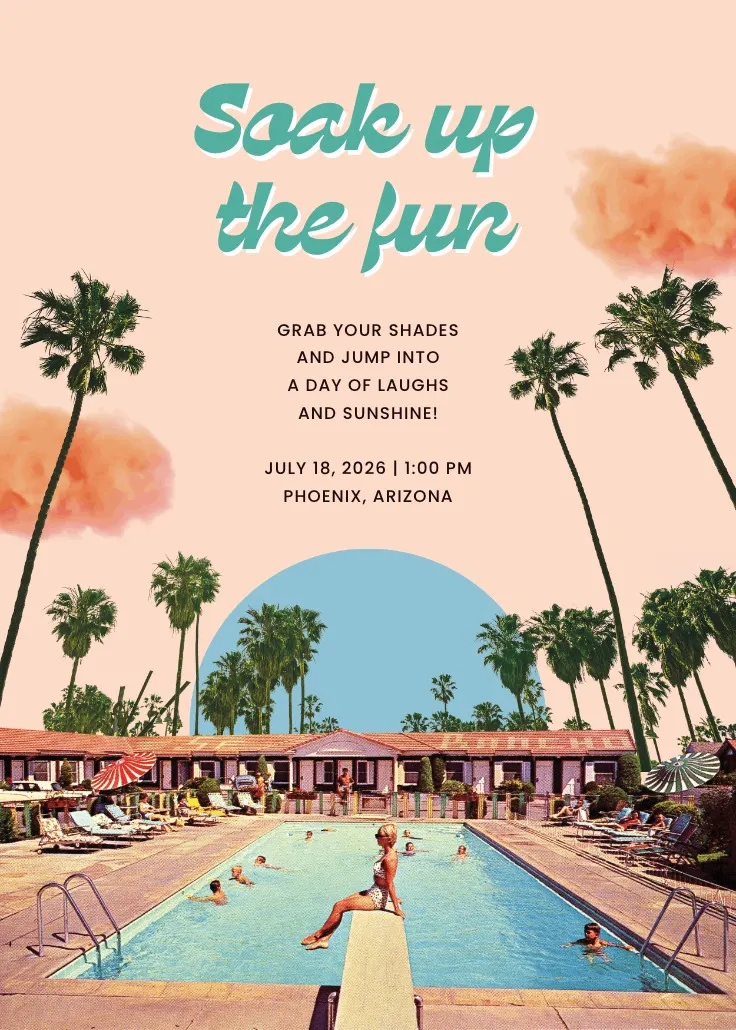 Pool vibes - invitación para fiesta