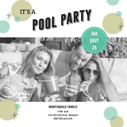 Poolside Photo - Pool Party Invitation