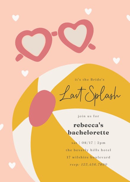 Poolside playdate - bachelorette party invitation