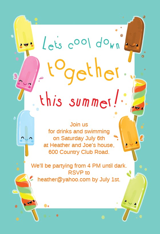 Popsicle party - party invitation