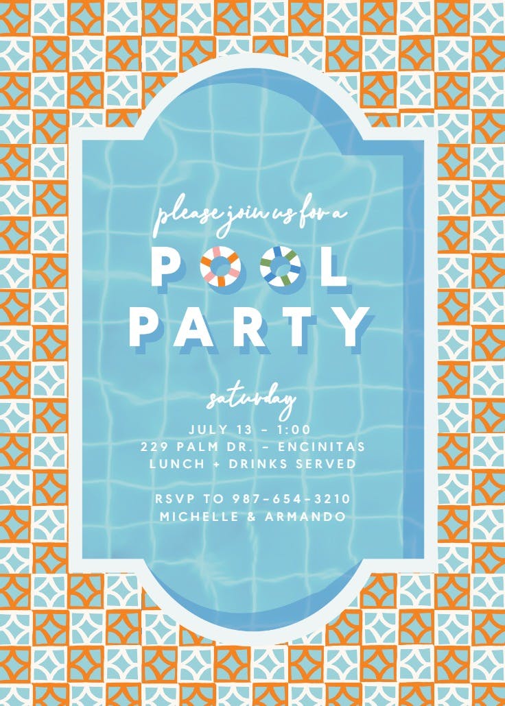 Retro tiles - printable party invitation