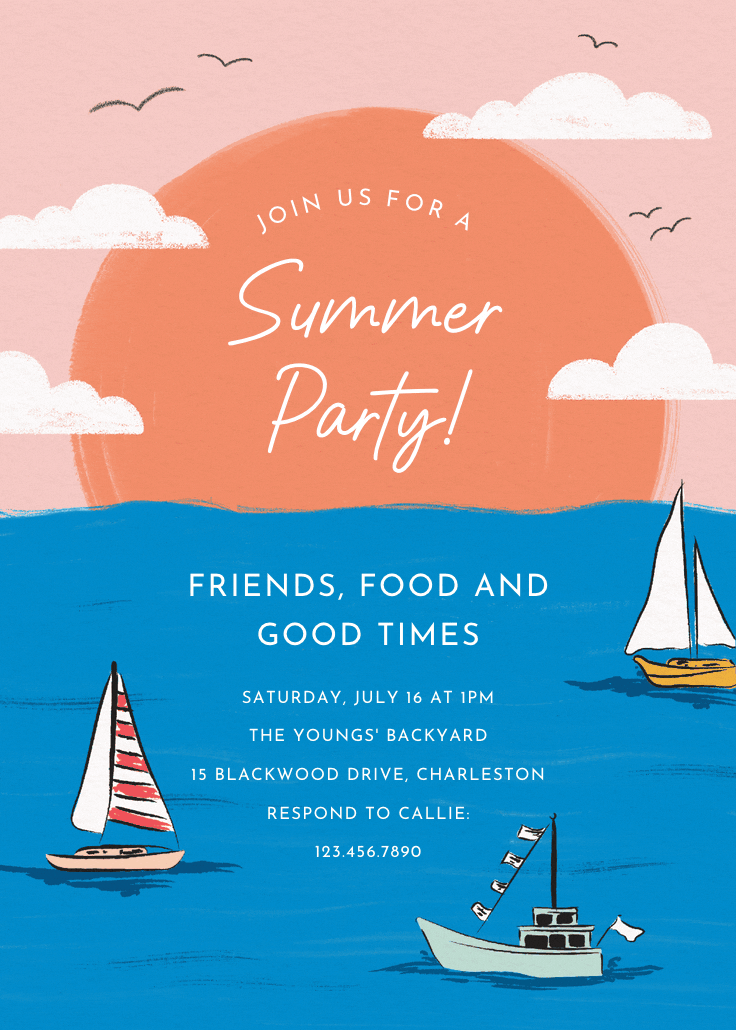 Sail away - pool party invitation
