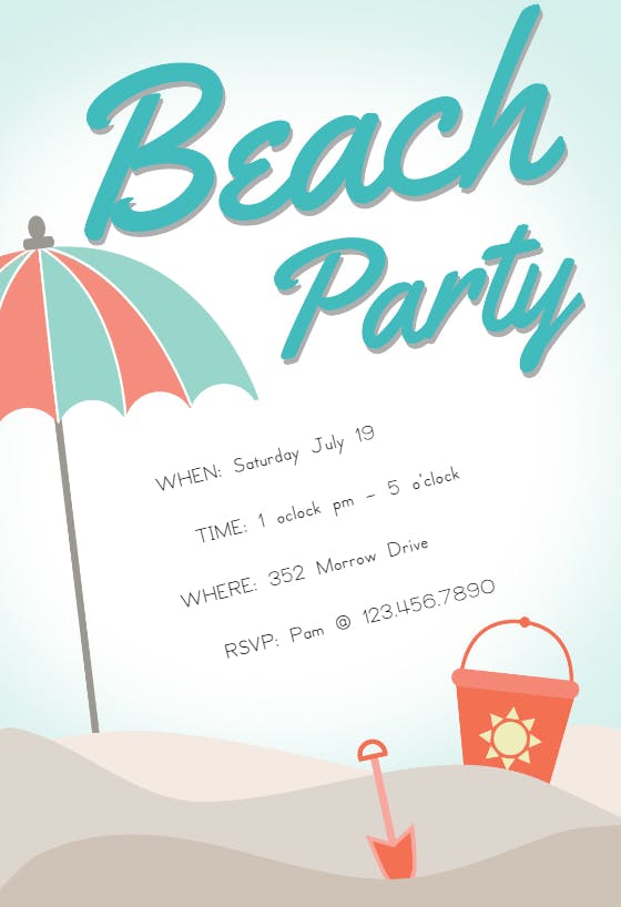 Sandcastle - pool party invitation