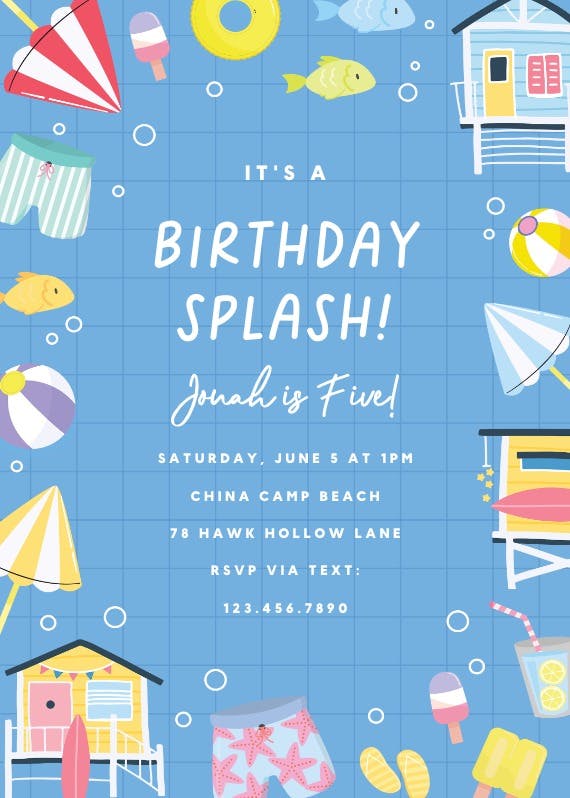 Splash - printable party invitation