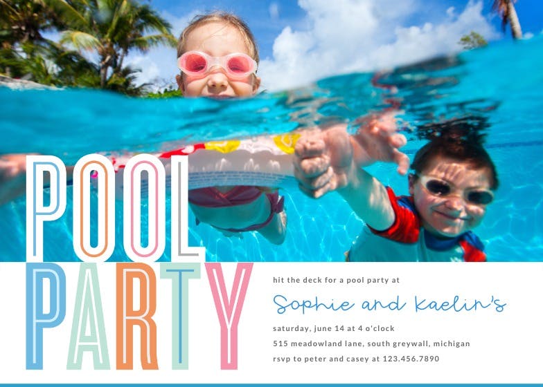 Splashin and smilin -  invitación para pool party