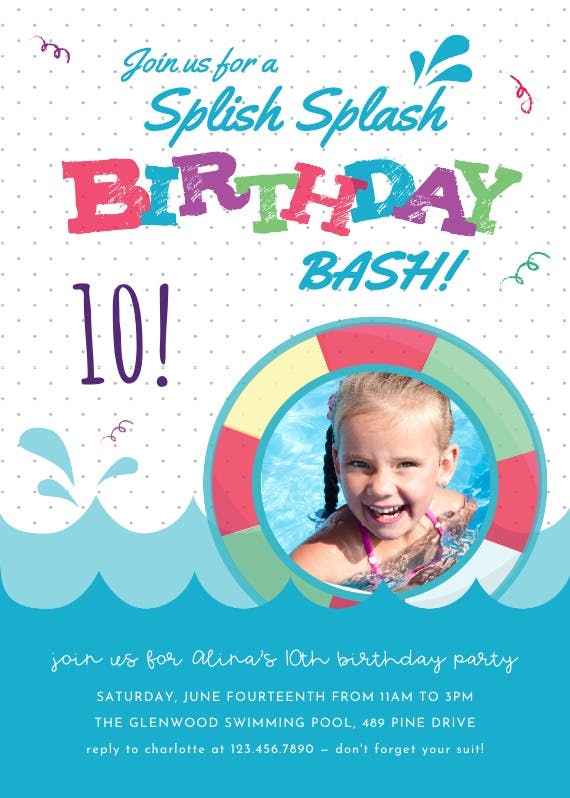Splish splash - pool party invitation